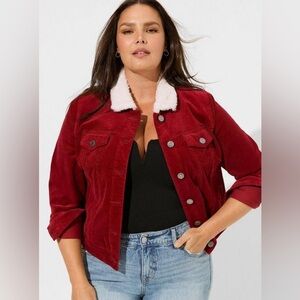Torrid Corduroy Sherpa Collar Trucker Jacket Size 1